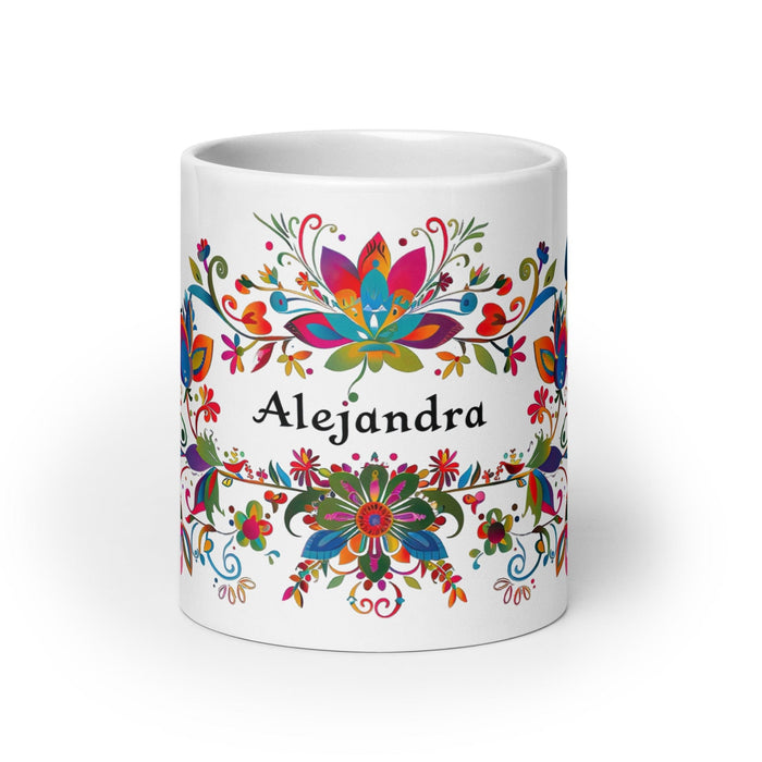 Alejandra Exclusive Name Art Piece Home Office Work Coffee Mug Mexican Spanish Pride Gift Cup One-Of-A-Kind Calligraphy White Glossy Mug | A14 Mexicada