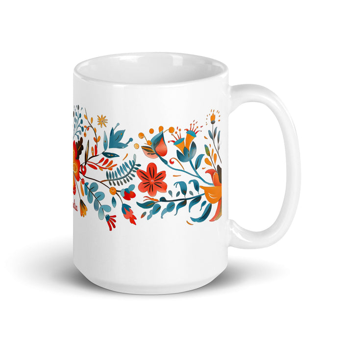 Alejandra Exclusive Name Art Piece Home Office Work Coffee Mug Mexican Spanish Pride Gift Cup One - Of - A - Kind Calligraphy White Glossy Mug | A15 - Mexicada