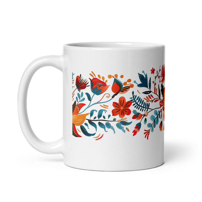 Alejandra Exclusive Name Art Piece Home Office Work Coffee Mug Mexican Spanish Pride Gift Cup One - Of - A - Kind Calligraphy White Glossy Mug | A15 - Mexicada