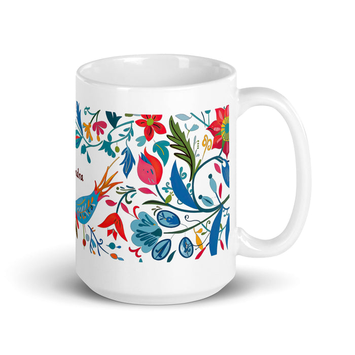 Alejandra Exclusive Name Art Piece Home Office Work Coffee Mug Mexican Spanish Pride Gift Cup One - Of - A - Kind Calligraphy White Glossy Mug | A16 - Mexicada