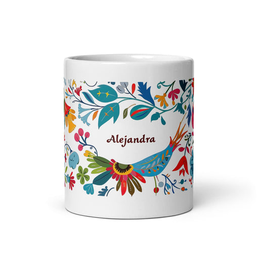 Alejandra Exclusive Name Art Piece Home Office Work Coffee Mug Mexican Spanish Pride Gift Cup One-Of-A-Kind Calligraphy White Glossy Mug | A16 Mexicada