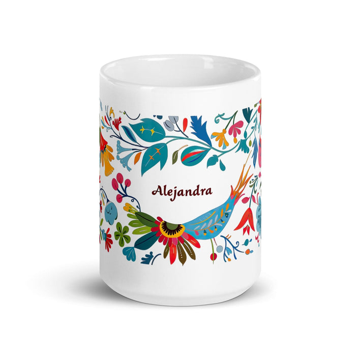 Alejandra Exclusive Name Art Piece Home Office Work Coffee Mug Mexican Spanish Pride Gift Cup One-Of-A-Kind Calligraphy White Glossy Mug | A16 Mexicada