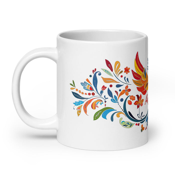 Alejandra Exclusive Name Art Piece Home Office Work Coffee Mug Mexican Spanish Pride Gift Cup One - Of - A - Kind Calligraphy White Glossy Mug | A17 - Mexicada