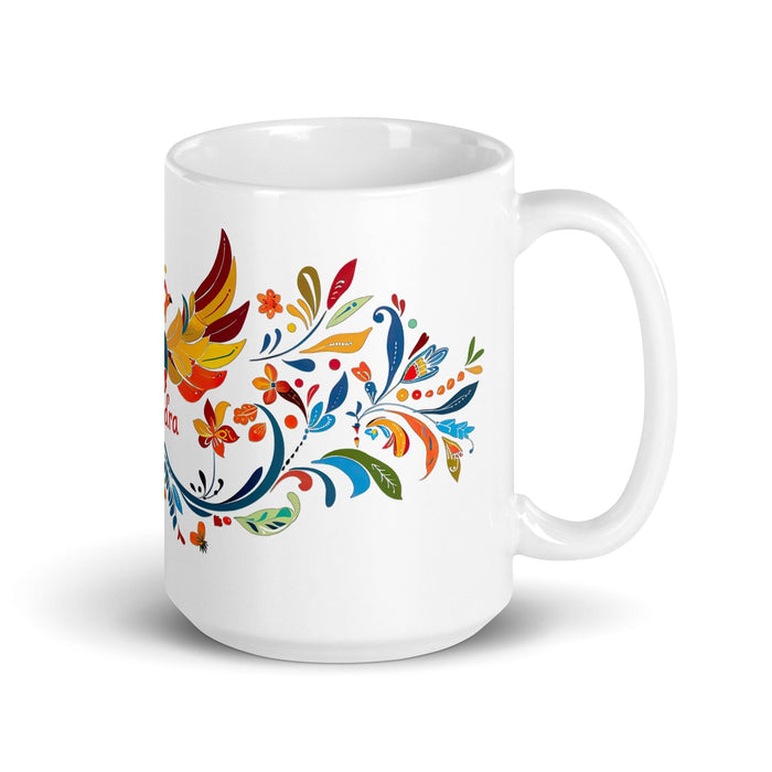 Alejandra Exclusive Name Art Piece Home Office Work Coffee Mug Mexican Spanish Pride Gift Cup One-Of-A-Kind Calligraphy White Glossy Mug | A17 Mexicada 15 oz