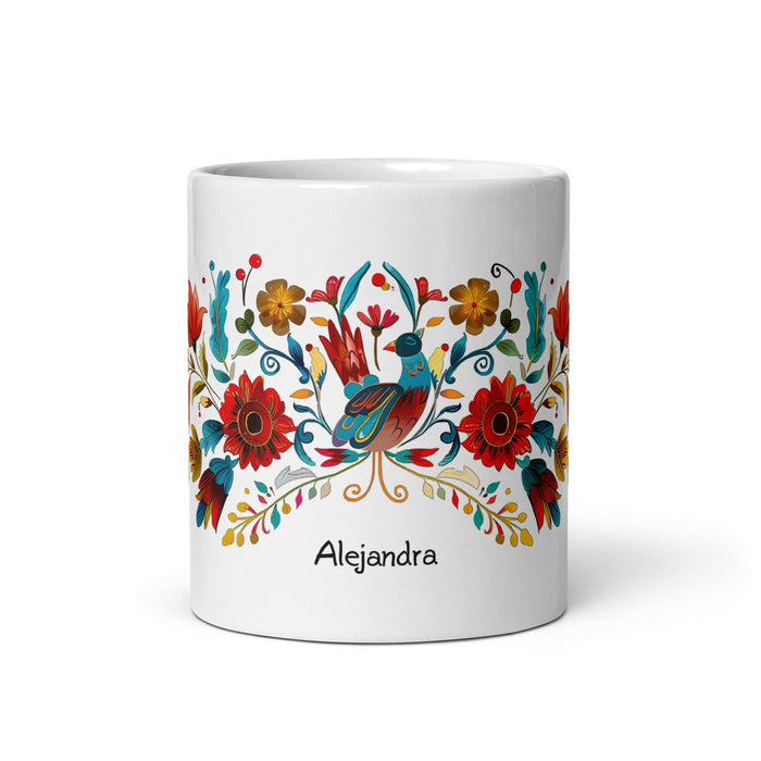 Alejandra Exclusive Name Art Piece Home Office Work Coffee Mug Mexican Spanish Pride Gift Cup One-Of-A-Kind Calligraphy White Glossy Mug | A18 Mexicada