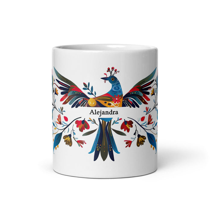 Alejandra Exclusive Name Art Piece Home Office Work Coffee Mug Mexican Spanish Pride Gift Cup One - Of - A - Kind Calligraphy White Glossy Mug | A2 - Mexicada