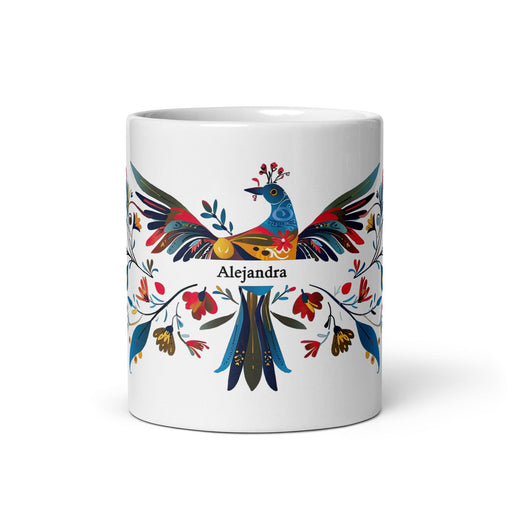 Alejandra Exclusive Name Art Piece Home Office Work Coffee Mug Mexican Spanish Pride Gift Cup One-Of-A-Kind Calligraphy White Glossy Mug | A2 Mexicada