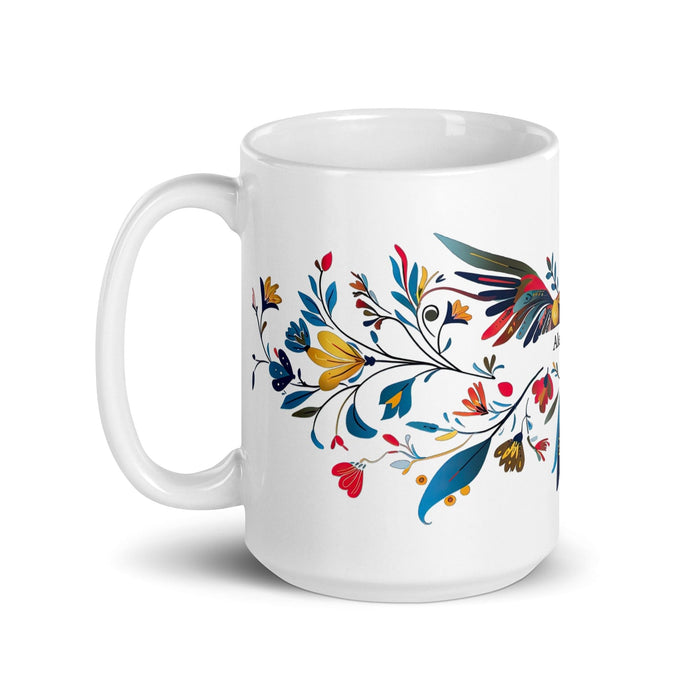 Alejandra Exclusive Name Art Piece Home Office Work Coffee Mug Mexican Spanish Pride Gift Cup One-Of-A-Kind Calligraphy White Glossy Mug | A2 Mexicada