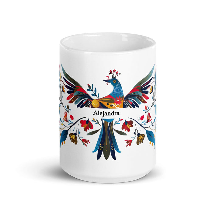 Alejandra Exclusive Name Art Piece Home Office Work Coffee Mug Mexican Spanish Pride Gift Cup One-Of-A-Kind Calligraphy White Glossy Mug | A2 Mexicada