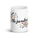 Alejandra Exclusive Name Art Piece Home Office Work Coffee Mug Mexican Spanish Pride Gift Cup One - Of - A - Kind Calligraphy White Glossy Mug | A4 - Mexicada