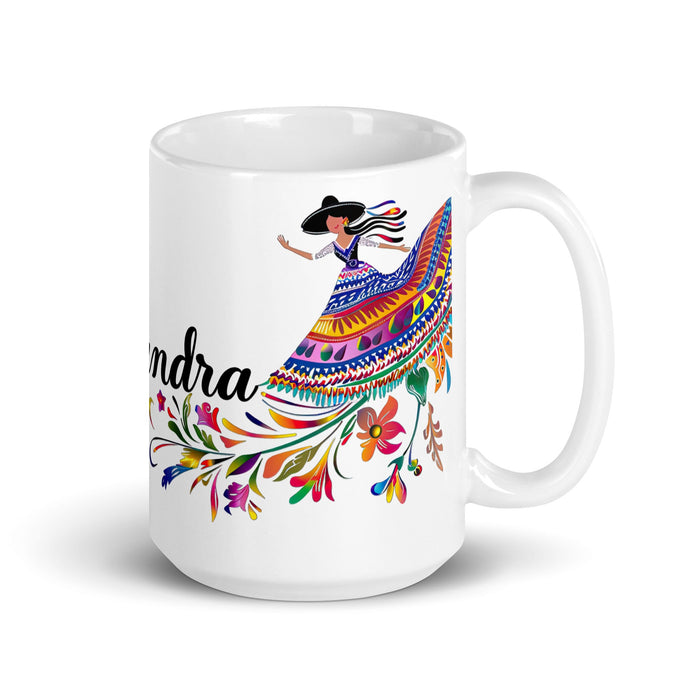 Alejandra Exclusive Name Art Piece Home Office Work Coffee Mug Mexican Spanish Pride Gift Cup One - Of - A - Kind Calligraphy White Glossy Mug | A4 - Mexicada