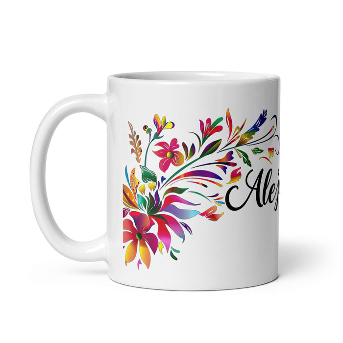 Alejandra Exclusive Name Art Piece Home Office Work Coffee Mug Mexican Spanish Pride Gift Cup One - Of - A - Kind Calligraphy White Glossy Mug | A4 - Mexicada