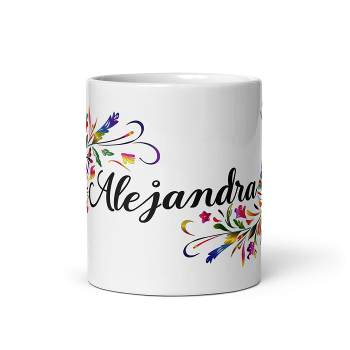 Alejandra Exclusive Name Art Piece Home Office Work Coffee Mug Mexican Spanish Pride Gift Cup One-Of-A-Kind Calligraphy White Glossy Mug | A4 Mexicada