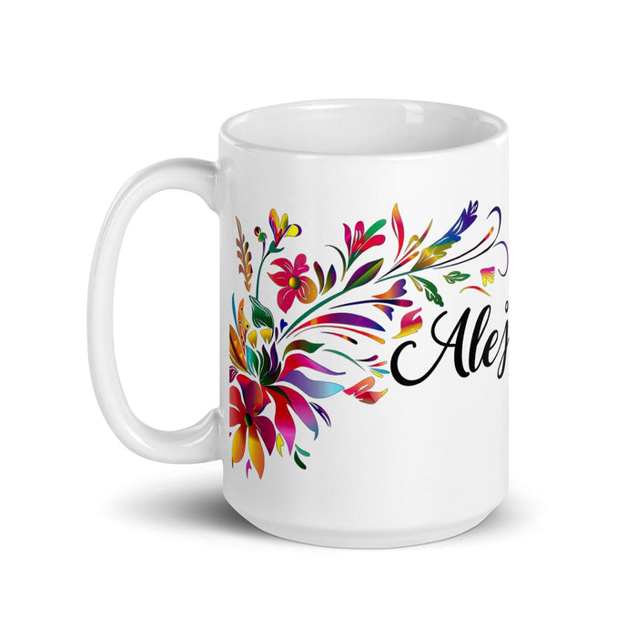 Alejandra Exclusive Name Art Piece Home Office Work Coffee Mug Mexican Spanish Pride Gift Cup One-Of-A-Kind Calligraphy White Glossy Mug | A4 Mexicada