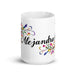 Alejandra Exclusive Name Art Piece Home Office Work Coffee Mug Mexican Spanish Pride Gift Cup One-Of-A-Kind Calligraphy White Glossy Mug | A4 Mexicada