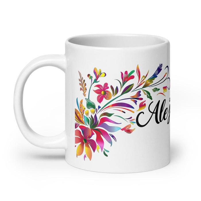 Alejandra Exclusive Name Art Piece Home Office Work Coffee Mug Mexican Spanish Pride Gift Cup One-Of-A-Kind Calligraphy White Glossy Mug | A4 Mexicada