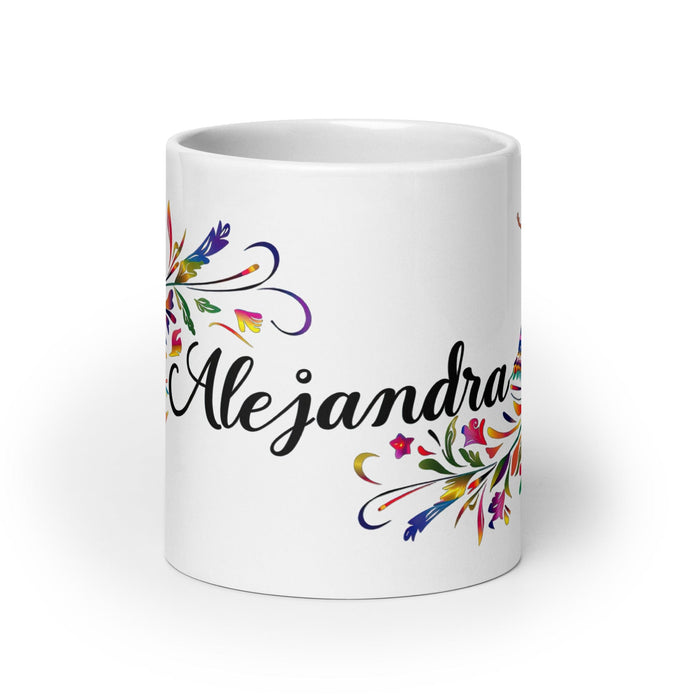 Alejandra Exclusive Name Art Piece Home Office Work Coffee Mug Mexican Spanish Pride Gift Cup One-Of-A-Kind Calligraphy White Glossy Mug | A4 Mexicada