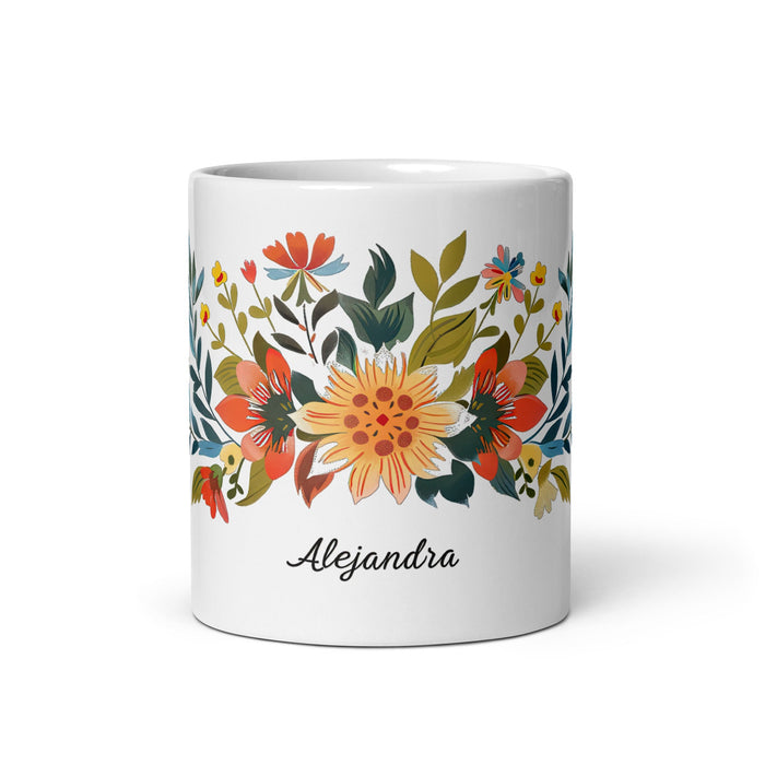 Alejandra Exclusive Name Art Piece Home Office Work Coffee Mug Mexican Spanish Pride Gift Cup One - Of - A - Kind Calligraphy White Glossy Mug | A5 - Mexicada