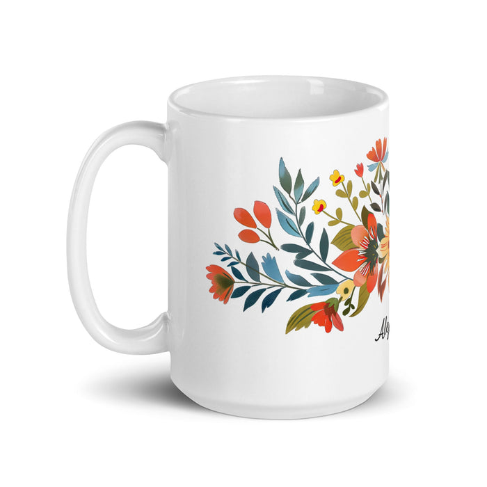 Alejandra Exclusive Name Art Piece Home Office Work Coffee Mug Mexican Spanish Pride Gift Cup One - Of - A - Kind Calligraphy White Glossy Mug | A5 - Mexicada