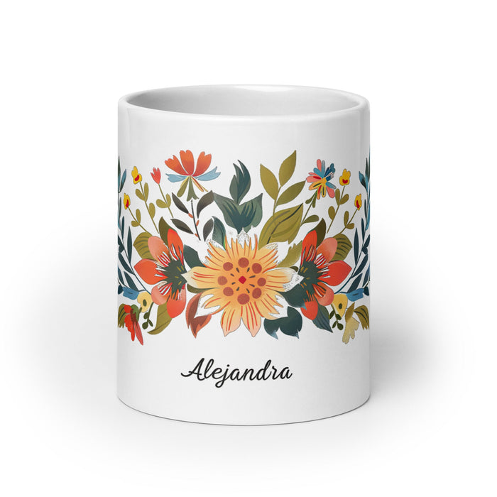 Alejandra Exclusive Name Art Piece Home Office Work Coffee Mug Mexican Spanish Pride Gift Cup One - Of - A - Kind Calligraphy White Glossy Mug | A5 - Mexicada