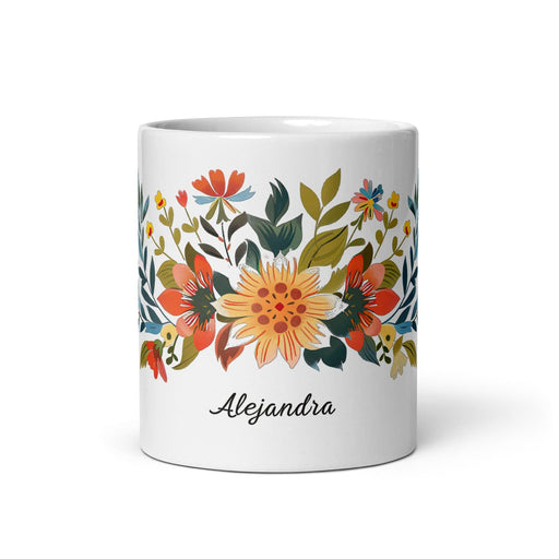 Alejandra Exclusive Name Art Piece Home Office Work Coffee Mug Mexican Spanish Pride Gift Cup One-Of-A-Kind Calligraphy White Glossy Mug | A5 Mexicada