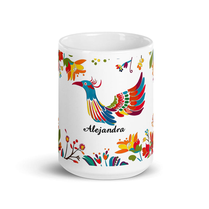 Alejandra Exclusive Name Art Piece Home Office Work Coffee Mug Mexican Spanish Pride Gift Cup One-Of-A-Kind Calligraphy White Glossy Mug | A6 Mexicada