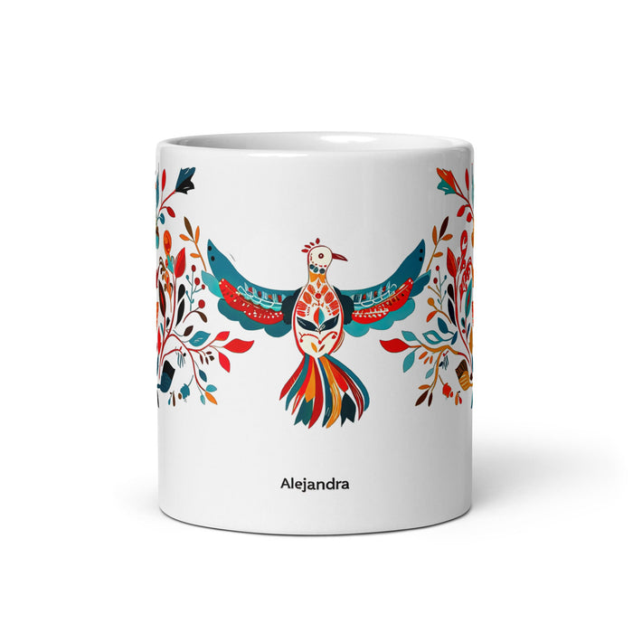 Alejandra Exclusive Name Art Piece Home Office Work Coffee Mug Mexican Spanish Pride Gift Cup One - Of - A - Kind Calligraphy White Glossy Mug | A7 - Mexicada