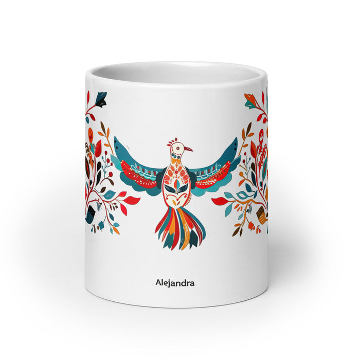 Alejandra Exclusive Name Art Piece Home Office Work Coffee Mug Mexican Spanish Pride Gift Cup One - Of - A - Kind Calligraphy White Glossy Mug | A7 - Mexicada