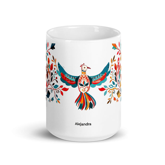 Alejandra Exclusive Name Art Piece Home Office Work Coffee Mug Mexican Spanish Pride Gift Cup One - Of - A - Kind Calligraphy White Glossy Mug | A7 - Mexicada