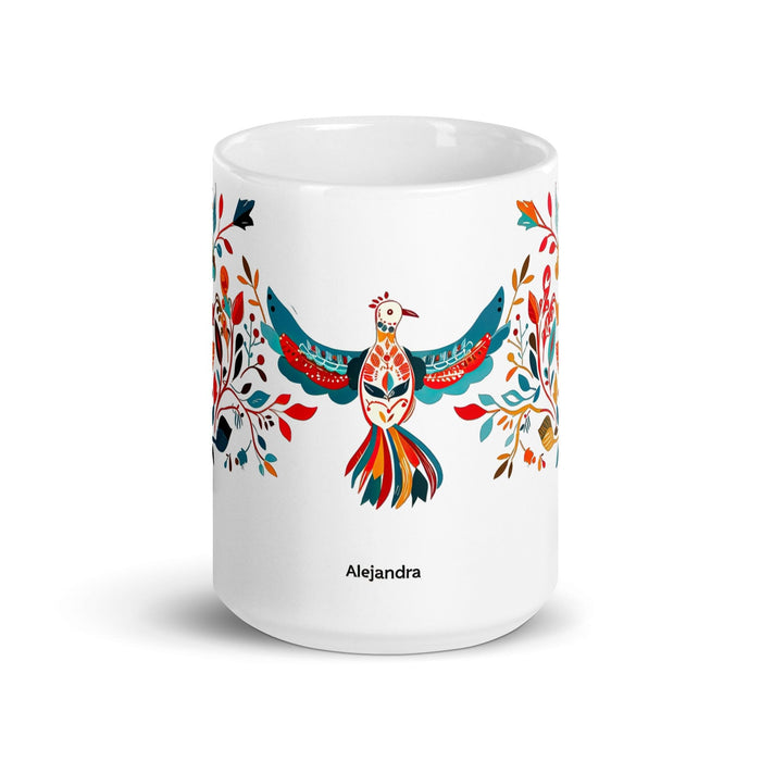 Alejandra Exclusive Name Art Piece Home Office Work Coffee Mug Mexican Spanish Pride Gift Cup One-Of-A-Kind Calligraphy White Glossy Mug | A7 Mexicada