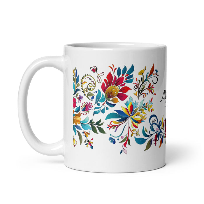 Alejandro Exclusive Name Art Piece Home Office Work Coffee Mug Mexican Spanish Pride Gift Cup One - Of - A - Kind Calligraphy White Glossy Mug | A11 - Mexicada