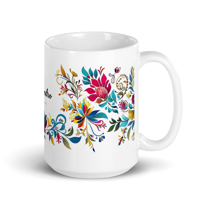 Alejandro Exclusive Name Art Piece Home Office Work Coffee Mug Mexican Spanish Pride Gift Cup One-Of-A-Kind Calligraphy White Glossy Mug | A11 Mexicada 15 oz