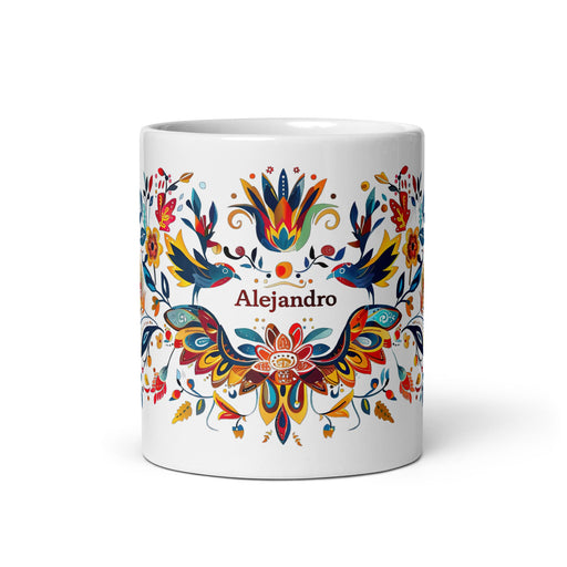 Alejandro Exclusive Name Art Piece Home Office Work Coffee Mug Mexican Spanish Pride Gift Cup One - Of - A - Kind Calligraphy White Glossy Mug | A13 - Mexicada