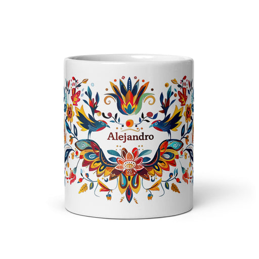 Alejandro Exclusive Name Art Piece Home Office Work Coffee Mug Mexican Spanish Pride Gift Cup One-Of-A-Kind Calligraphy White Glossy Mug | A13 Mexicada