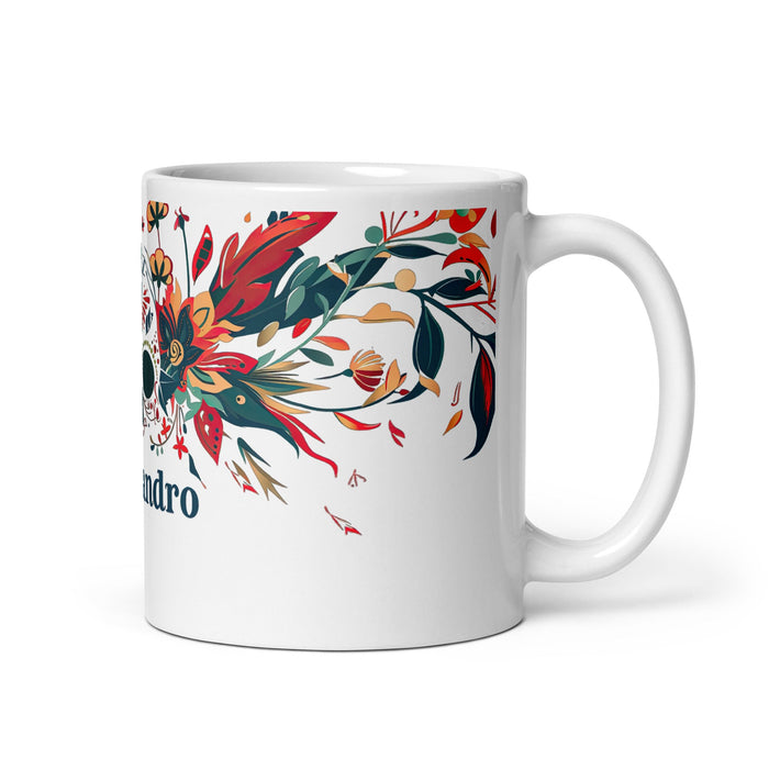 Alejandro Exclusive Name Art Piece Home Office Work Coffee Mug Mexican Spanish Pride Gift Cup One - Of - A - Kind Calligraphy White Glossy Mug | A15 - Mexicada