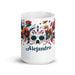 Alejandro Exclusive Name Art Piece Home Office Work Coffee Mug Mexican Spanish Pride Gift Cup One-Of-A-Kind Calligraphy White Glossy Mug | A15 Mexicada