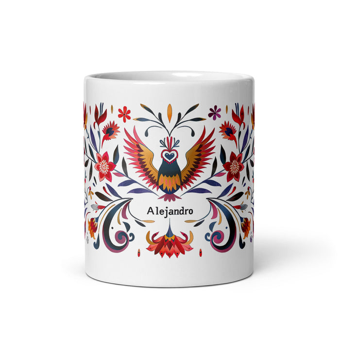 Alejandro Exclusive Name Art Piece Home Office Work Coffee Mug Mexican Spanish Pride Gift Cup One - Of - A - Kind Calligraphy White Glossy Mug | A16 - Mexicada