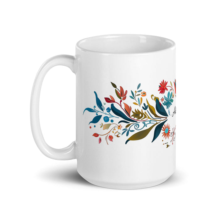 Alejandro Exclusive Name Art Piece Home Office Work Coffee Mug Mexican Spanish Pride Gift Cup One - Of - A - Kind Calligraphy White Glossy Mug | A17 - Mexicada