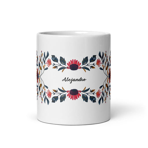 Alejandro Exclusive Name Art Piece Home Office Work Coffee Mug Mexican Spanish Pride Gift Cup One - Of - A - Kind Calligraphy White Glossy Mug | A2 - Mexicada