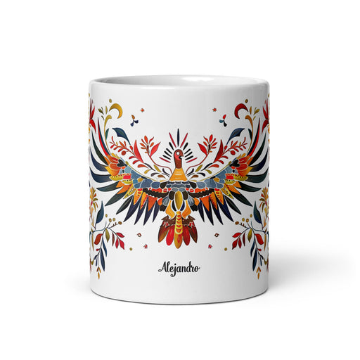 Alejandro Exclusive Name Art Piece Home Office Work Coffee Mug Mexican Spanish Pride Gift Cup One - Of - A - Kind Calligraphy White Glossy Mug | A3 - Mexicada