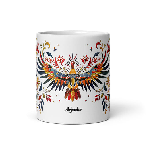 Alejandro Exclusive Name Art Piece Home Office Work Coffee Mug Mexican Spanish Pride Gift Cup One-Of-A-Kind Calligraphy White Glossy Mug | A3 Mexicada