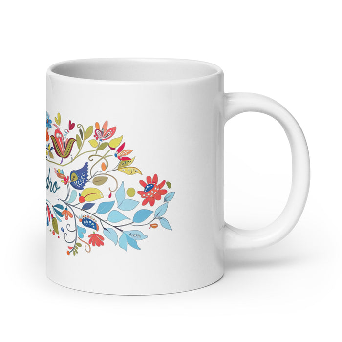 Alejandro Exclusive Name Art Piece Home Office Work Coffee Mug Mexican Spanish Pride Gift Cup One - Of - A - Kind Calligraphy White Glossy Mug | A4 - Mexicada