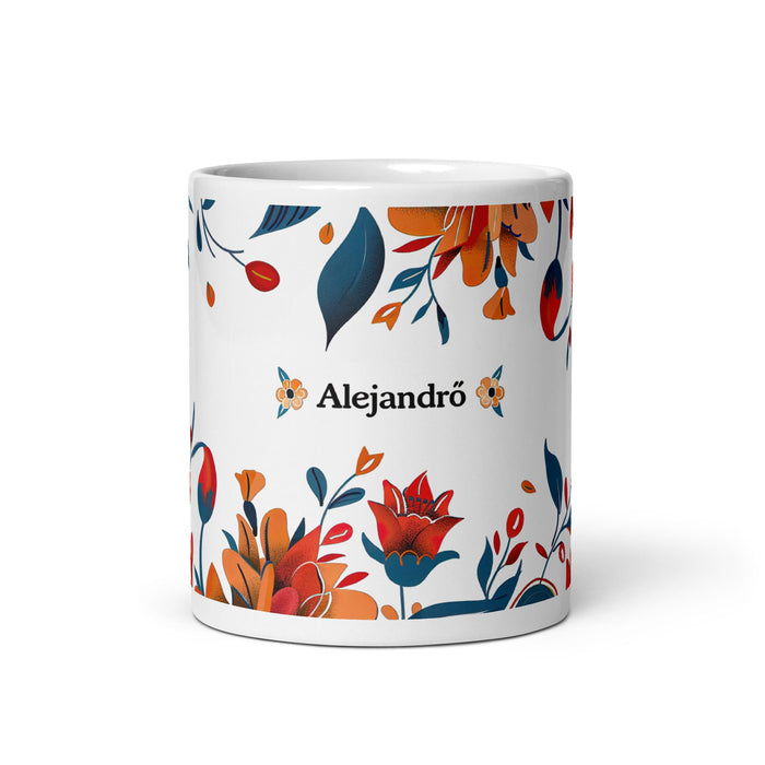 Alejandro Exclusive Name Art Piece Home Office Work Coffee Mug Mexican Spanish Pride Gift Cup One - Of - A - Kind Calligraphy White Glossy Mug | A7 - Mexicada