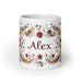 Alex Exclusive Name Art Piece Home Office Work Coffee Mug Mexican Spanish Pride Gift Cup One-Of-A-Kind Calligraphy White Glossy Mug | A1 Mexicada