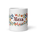 Alexa Exclusive Name Art Piece Home Office Work Coffee Mug Mexican Spanish Pride Gift Cup One-Of-A-Kind Calligraphy White Glossy Mug | A1 Mexicada