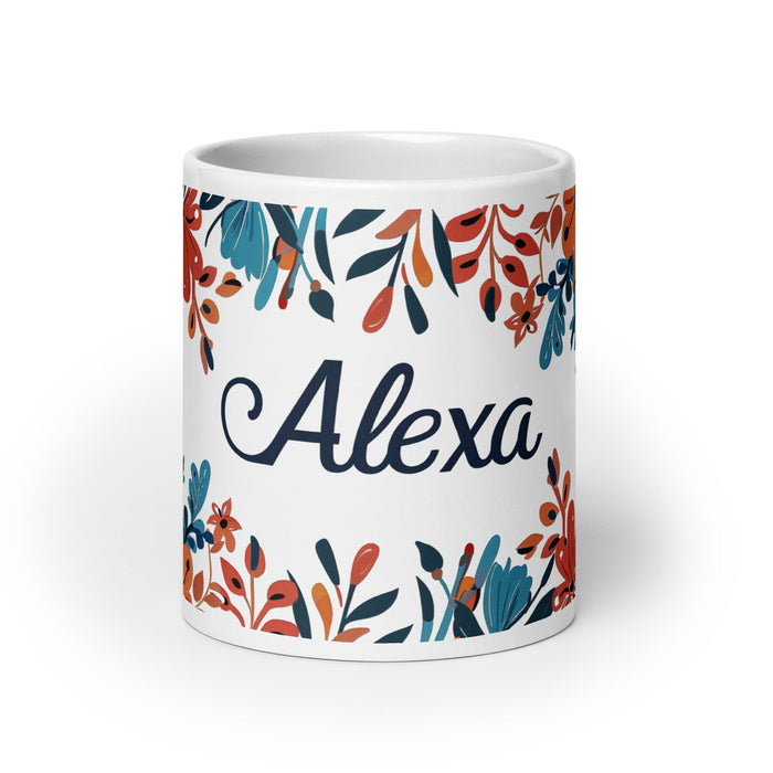 Alexa Exclusive Name Art Piece Home Office Work Coffee Mug Mexican Spanish Pride Gift Cup One - Of - A - Kind Calligraphy White Glossy Mug | A10 - Mexicada