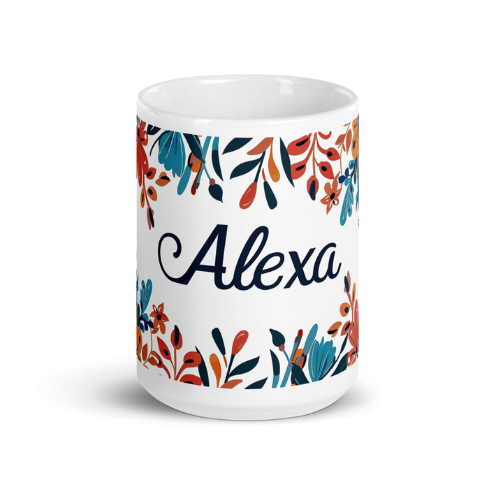 Alexa Exclusive Name Art Piece Home Office Work Coffee Mug Mexican Spanish Pride Gift Cup One - Of - A - Kind Calligraphy White Glossy Mug | A10 - Mexicada