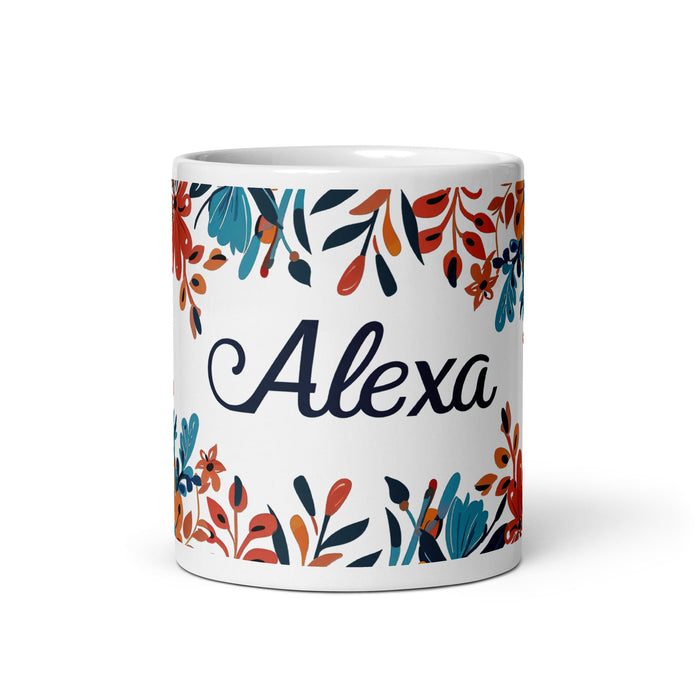 Alexa Exclusive Name Art Piece Home Office Work Coffee Mug Mexican Spanish Pride Gift Cup One - Of - A - Kind Calligraphy White Glossy Mug | A10 - Mexicada