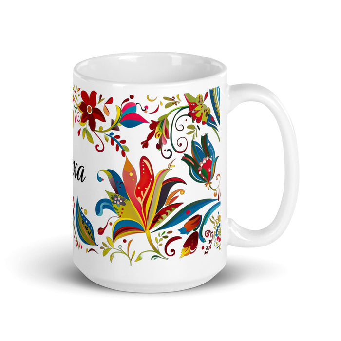 Alexa Exclusive Name Art Piece Home Office Work Coffee Mug Mexican Spanish Pride Gift Cup One-Of-A-Kind Calligraphy White Glossy Mug | A11 Mexicada 15 oz