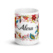 Alexa Exclusive Name Art Piece Home Office Work Coffee Mug Mexican Spanish Pride Gift Cup One-Of-A-Kind Calligraphy White Glossy Mug | A11 Mexicada